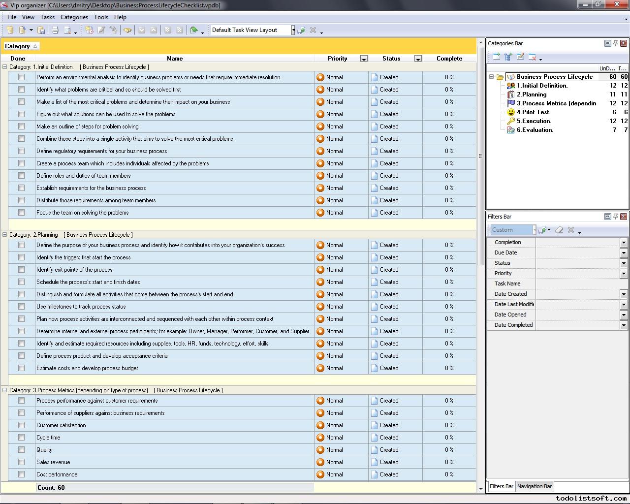 Business Process Lifecycle Checklist - To Do List, Organizer Within Business Process Evaluation Template