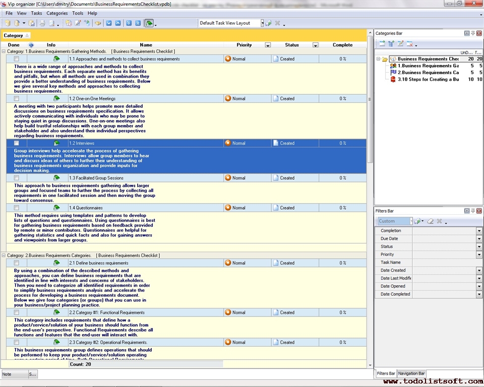 Project Management Software Requirements Checklist Template