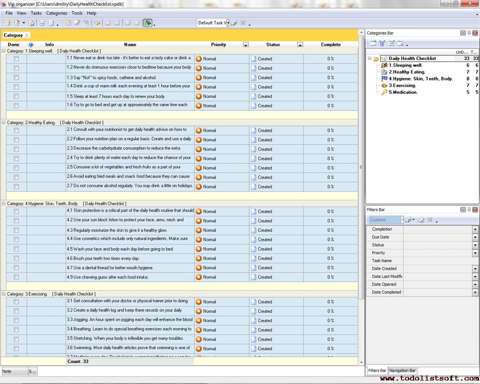 Daily Organizer Program