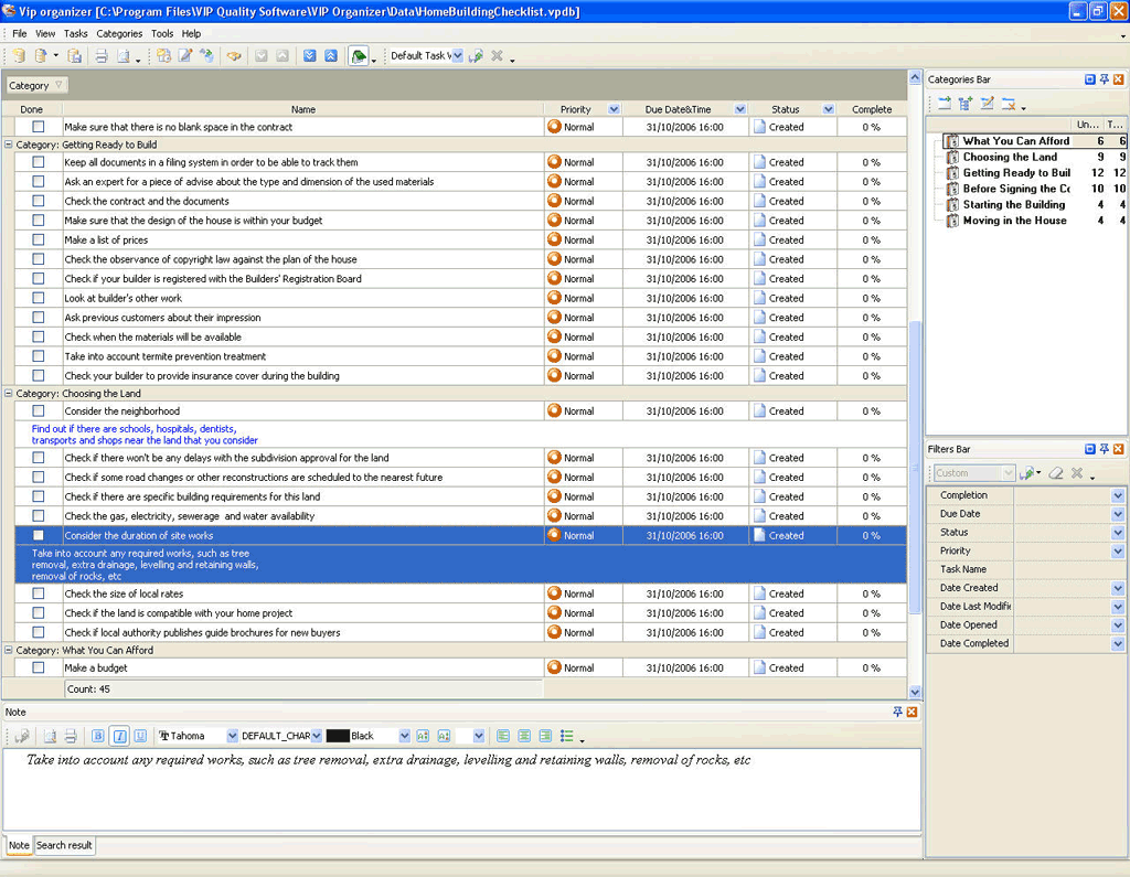 Tick List Template