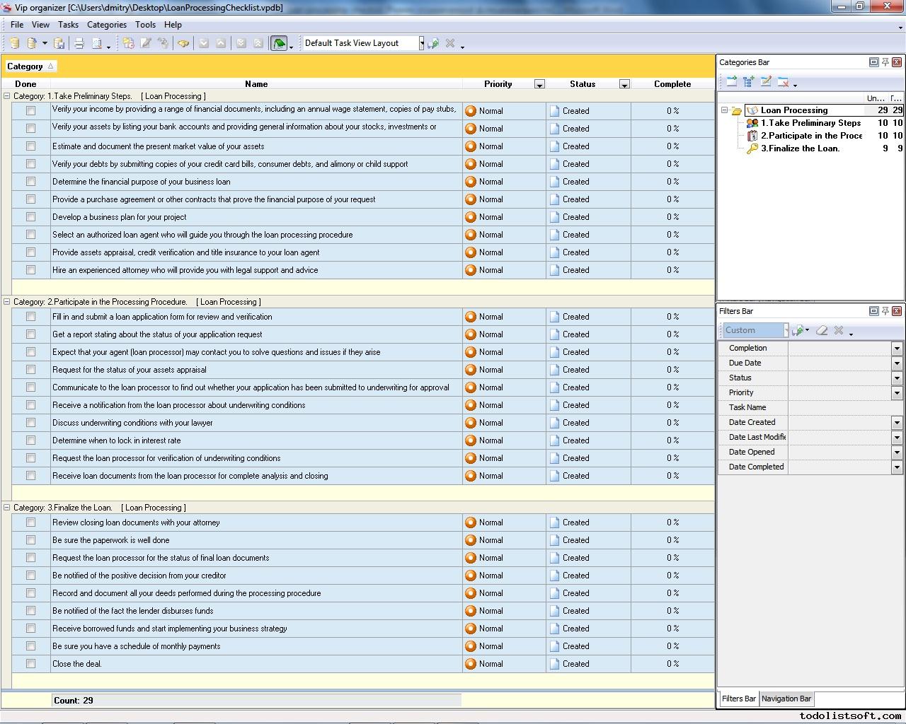 Loan application submission checklist