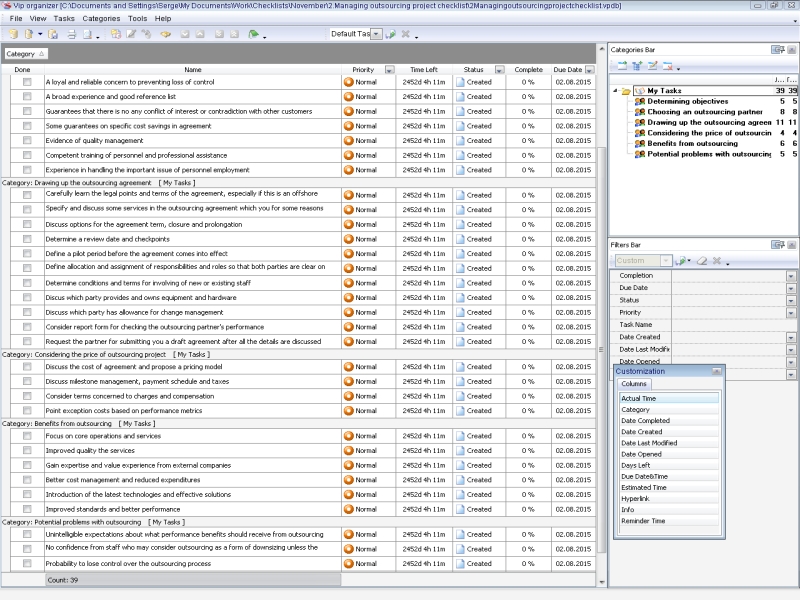 Business plan for outsourcing project