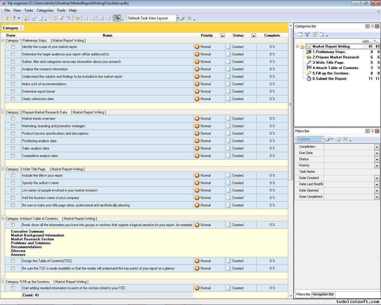 Checklist Report Format Market Report Writing Checklist - To Do List, Organizer, Checklist, PIM, Time and Task Management software for better personal and business productivity