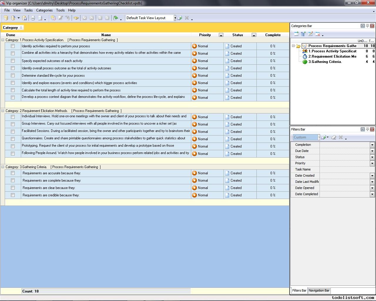 Process Requirements Gathering Checklist - To Do List, Organizer Within Report Requirements Template