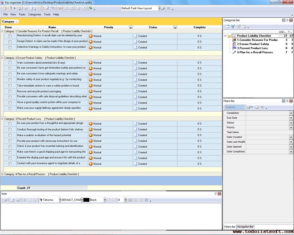 Risk Management Program Checklist Example