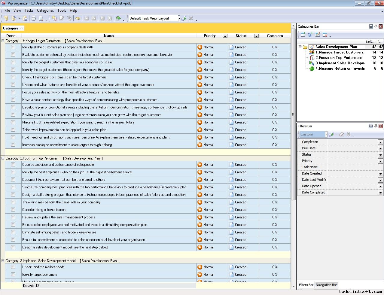 Sales Development Plan Checklist To Do List Organizer Checklist 
