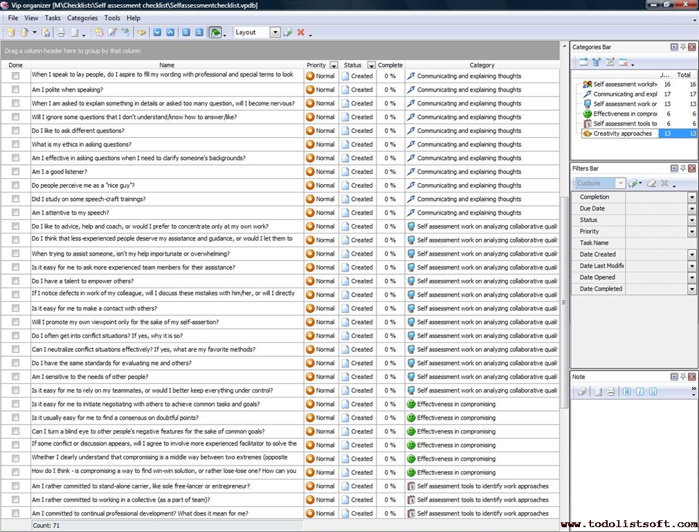 Task Saturation Checklist - To Do List, Organizer, Checklist, PIM, Time and  Task Management software for better personal and business productivity