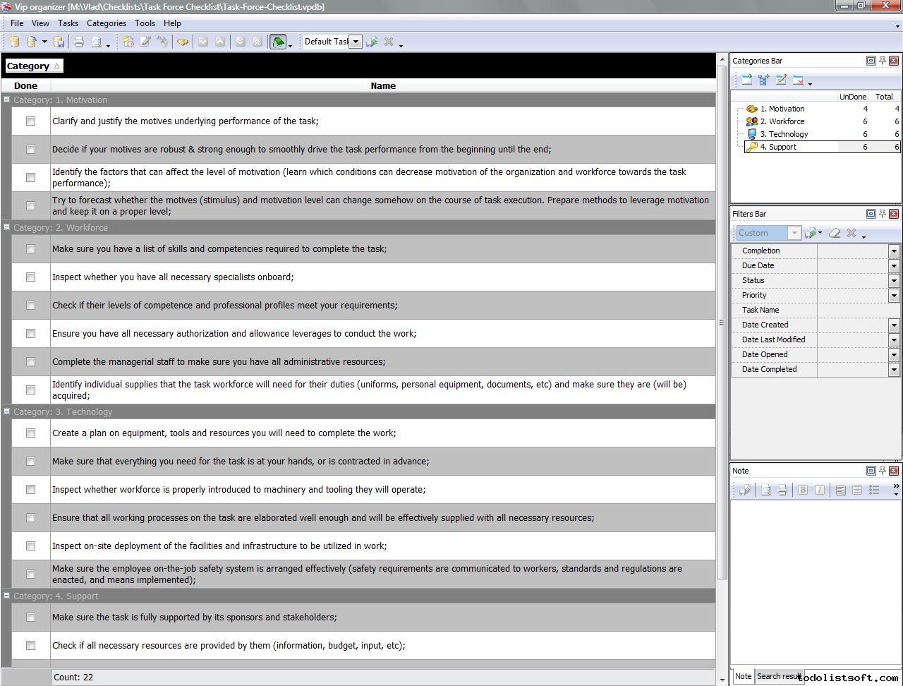 Task Saturation Checklist - To Do List, Organizer, Checklist, PIM, Time and  Task Management software for better personal and business productivity