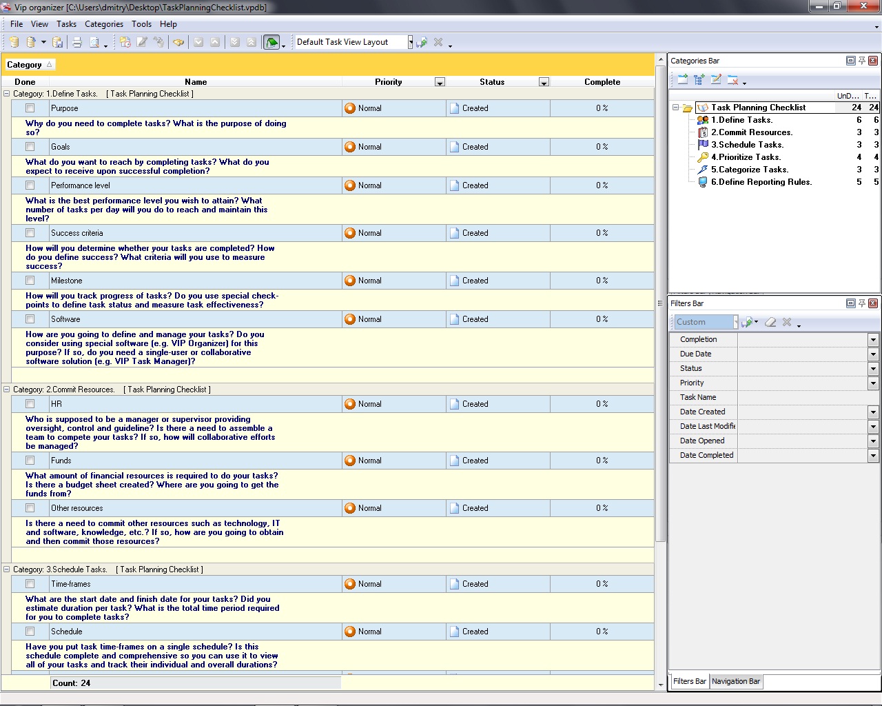 Checklist Task Template 